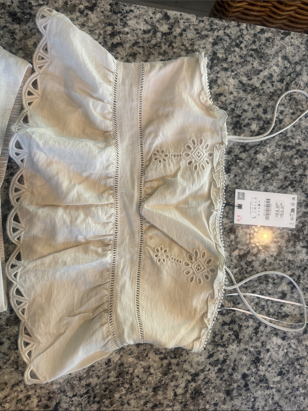 Zara Cream Eyelet Spaghetti Strap Two-Piece Set - Picture 2 of 5